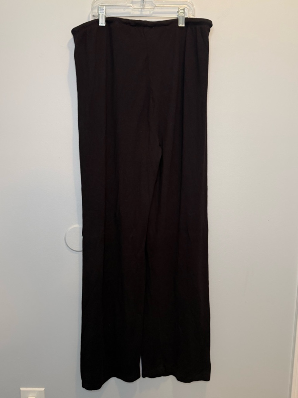 Elie Tahari Black Wide Leg Lounge Pants Size L Viscose Cotton Cozy Minimalist - Picture 2 of 7